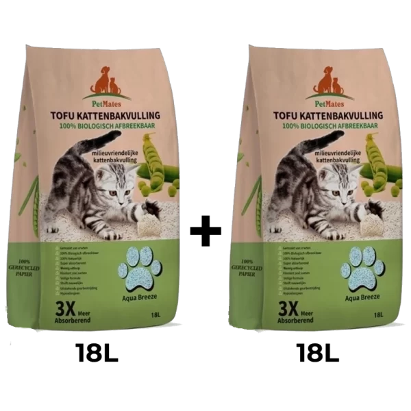 2 x Kattenbakvulling Voordeelzak - 2x 18L (Tofu) €5,- korting!